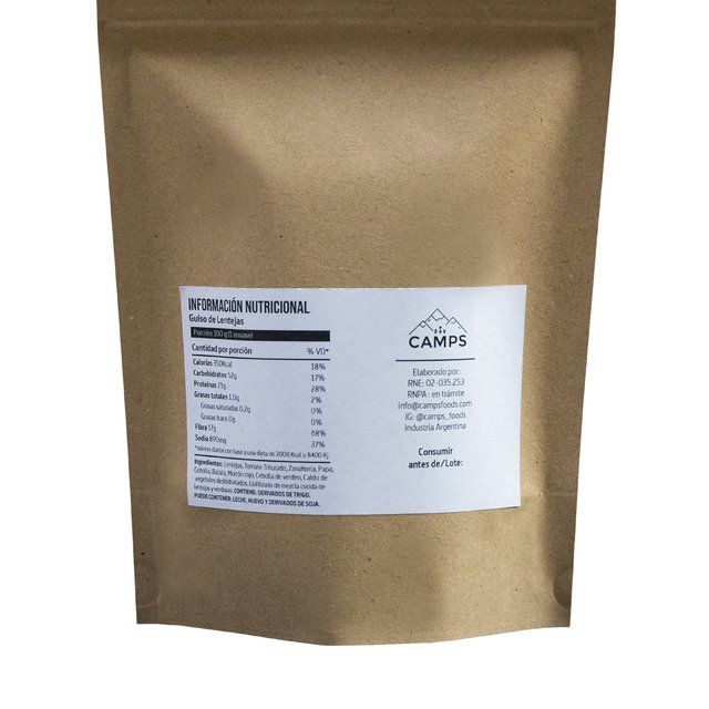 Camps Foods - Guiso de Lentejas Alimento liofilizado x 100gr