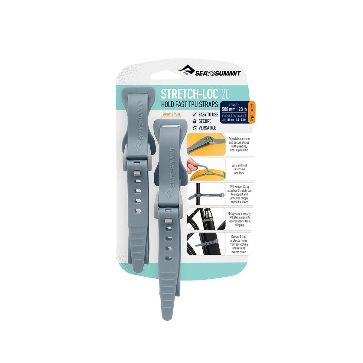 Sea to Summit Stretch-Loc TPU Straps (2 Pack) Correas 20x500mm
