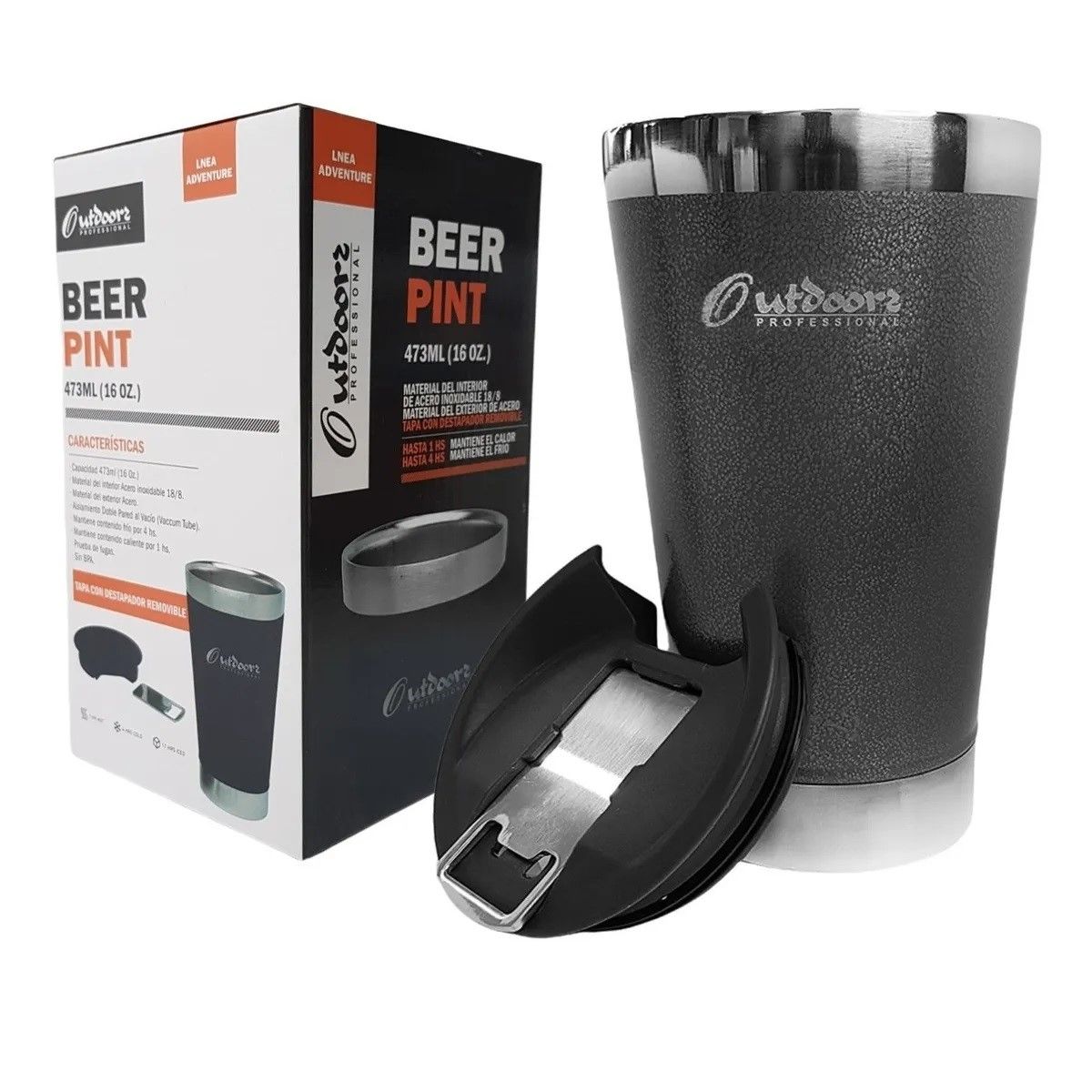 Outdoors Professional Beer Pint Vaso Térmico con Destapador 473ml