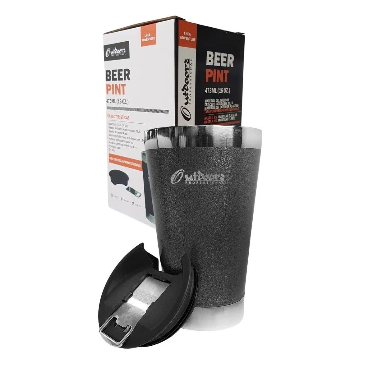 Outdoors Professional Beer Pint Vaso Térmico con Destapador 473ml