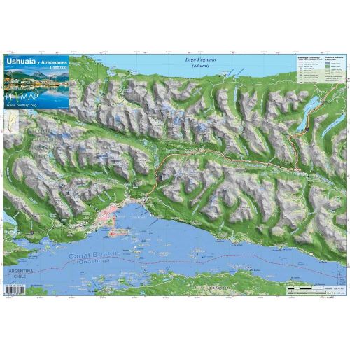 Mapa Pixmap Ushuaia y alrededores
