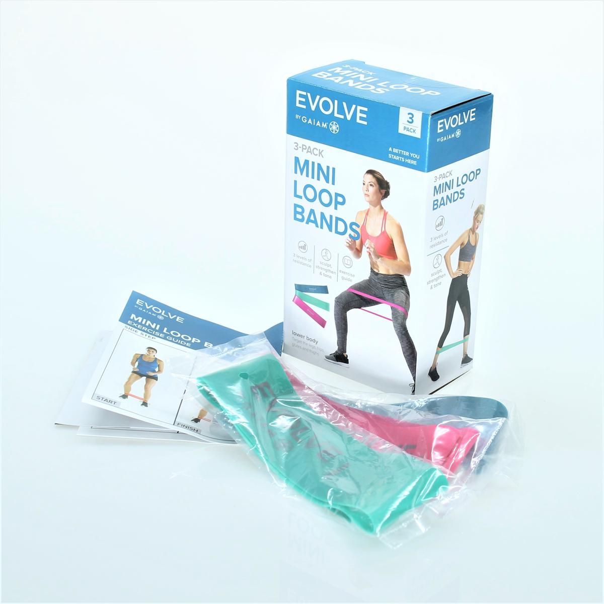 Gaiam Evolve Mini Loop Band - Kit de 3 Bandas Circulares