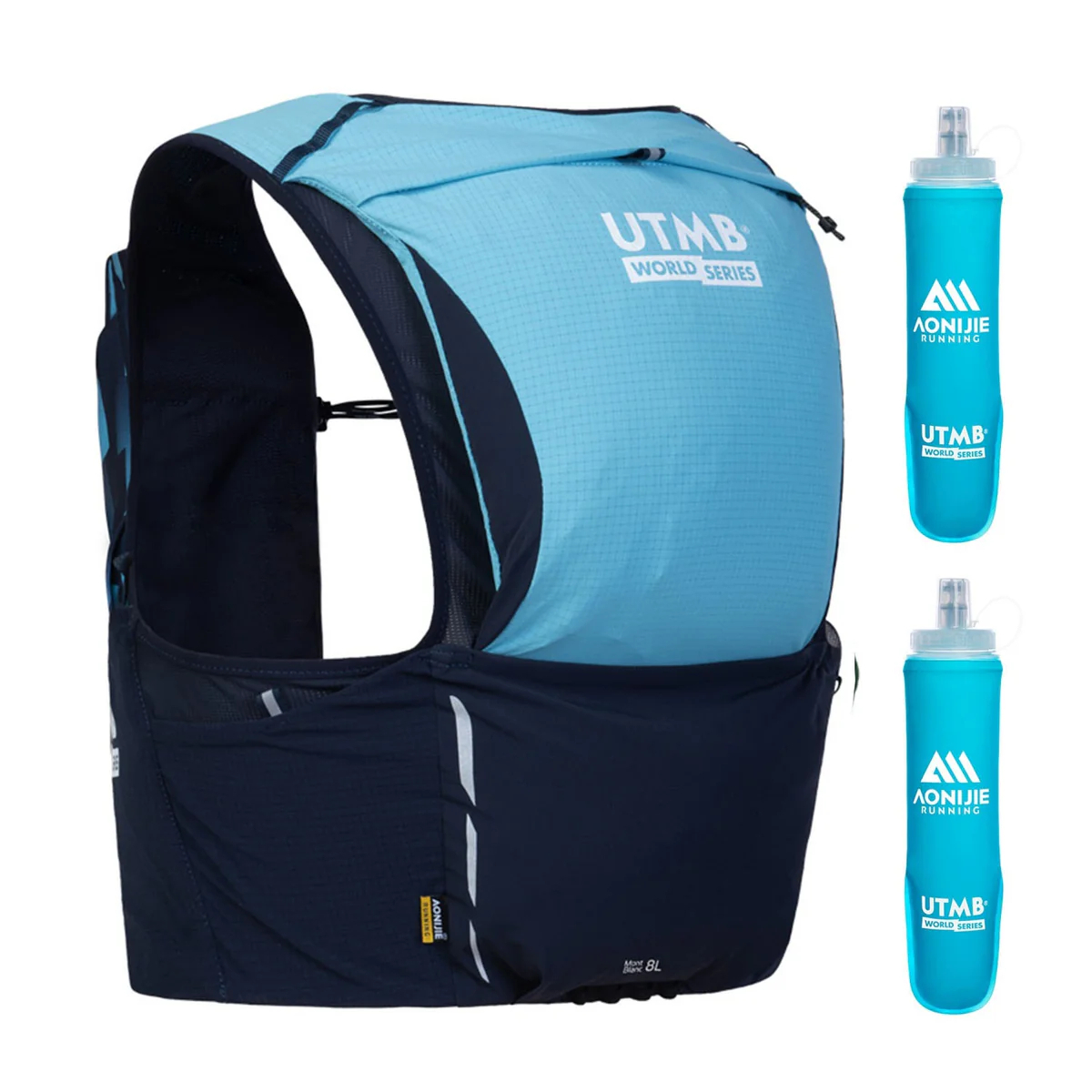 Aonijie UTMB Chaleco Hidratación 8L + 2 Soft Flask