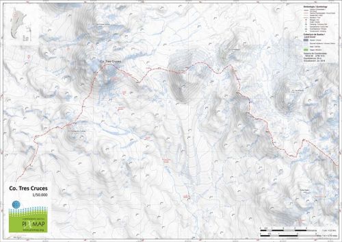 Mapa Pixmap Cerro Tres Cruces 1:50.000